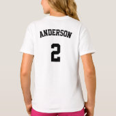 Meisjes Paarse Volleybal Custom Text School Letter T-shirt (Achterkant)