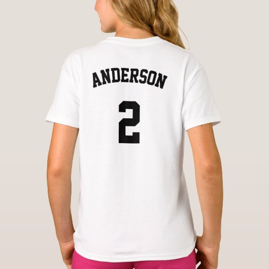 Meisjes Paarse Volleybal Custom Text School Letter T-shirt (Achterkant)