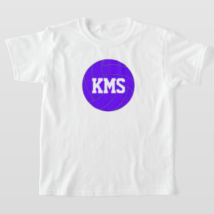 Meisjes Paarse Volleybal Custom Text School Letter T-shirt
