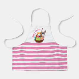 Meisjes paasmandje met roze streep schort
