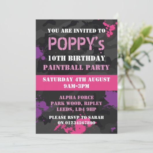 Meisjes Paintball op uitnodiging voor verjaardagsf (Staand voorkant)