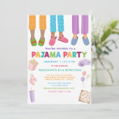Meisjes Pajama Birthday Sleepover Party Kaart (Staand voorkant)