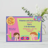 Meisjes Pajama & Pizza Party Kaart (Staand voorkant)