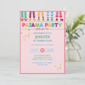 Meisjes Pajama Sleepover Birthday Party Kaart (Staand voorkant)
