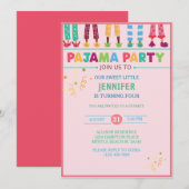 Meisjes Pajama Sleepover Birthday Party Kaart (Voorkant / Achterkant)