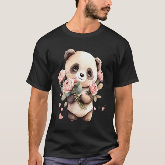 Meisjes panda-valentiine-dag vrouwen panda-beer sc t-shirt (Voorkant)