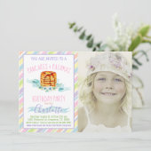 Meisjes pannenkoeken en pyjama foto verjaardagsfee kaart (Staand voorkant)