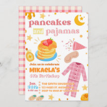 Meisjes Pannenkoeken en Pyjama Verjaardag Uitnodig