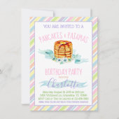 Meisjes pannenkoeken pyjama verjaardagsfeestje kaart (Voorkant)