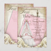 Meisjes  Parijs Baby shower Kaart (Voorkant / Achterkant)
