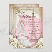 Meisjes  Parijs Baby shower Kaart (Voorkant / Achterkant)