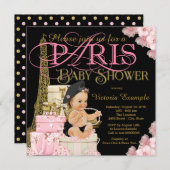 Meisjes Paris Baby Douche Uitnodigingen (Voorkant / Achterkant)