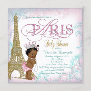 Meisjes Paris Baby Shower Roze Goud Teal Parels Kaart