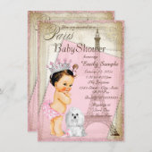 Meisjes Paris Princess Baby shower Kaart (Voorkant / Achterkant)