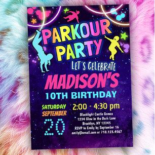 Meisjes Parkour Verjaardagsfeestuitnodiging Kaart