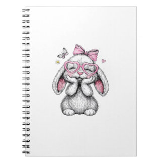 Meisjes Pasen Cute Bunny Face Roze Pasen Kids Todd Notitieboek