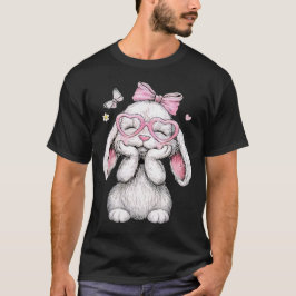 Meisjes Pasen Cute Bunny Gezicht Roze Pasen Kinder T-shirt