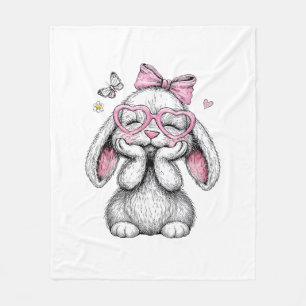 Meisjes Pasen Schattig Konijn Gezicht Roze Pasen K Fleece Deken