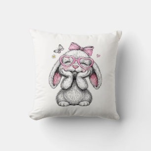 Meisjes Pasen Schattig Konijn Gezicht Roze Pasen K Kussen