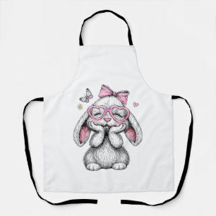 Meisjes Pasen Schattig Konijn Gezicht Roze Pasen K Schort