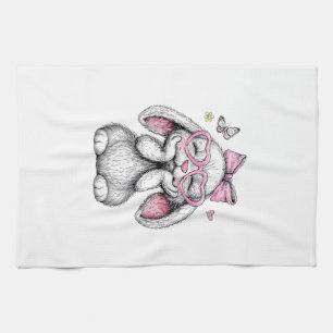 Meisjes Pasen Schattig Konijn Gezicht Roze Pasen K Theedoek
