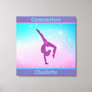 Meisjes Pastel Gymnastics Stretched Canvas afdrukk