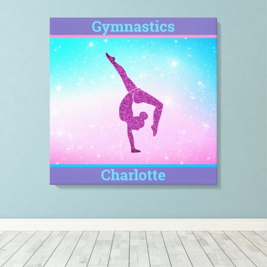 Meisjes Pastel Gymnastics Stretched Canvas afdrukk (Insitu (Houten vloer))