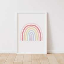 Meisjes Pastel Regenboog Babykamer Decoratie Print