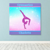 Meisjes Pastel Turnen Uitgerekte Canvas Print (Insitu (Houten vloer))