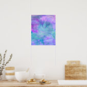 Meisjes Pastel Waterverf Paars Turquoise Blauw Roz Poster (Keuken)