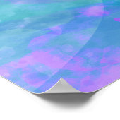 Meisjes Pastel Waterverf Paars Turquoise Blauw Roz Poster (Hoek)