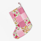 Meisjes patchwork geïnspireerd door kerststopzetti kleine kerstsok (Achterkant (Hangend))