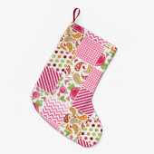 Meisjes patchwork geïnspireerd door kerststopzetti kleine kerstsok (Voorkant (Hangend))