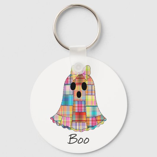 Meisjes Patchwork Spook Kleurrijke Halloween Madra Sleutelhanger (Voorkant)
