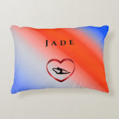 Meisjes Patriotic Red White en Blue Gymnastics Accent Kussen (Voorkant)