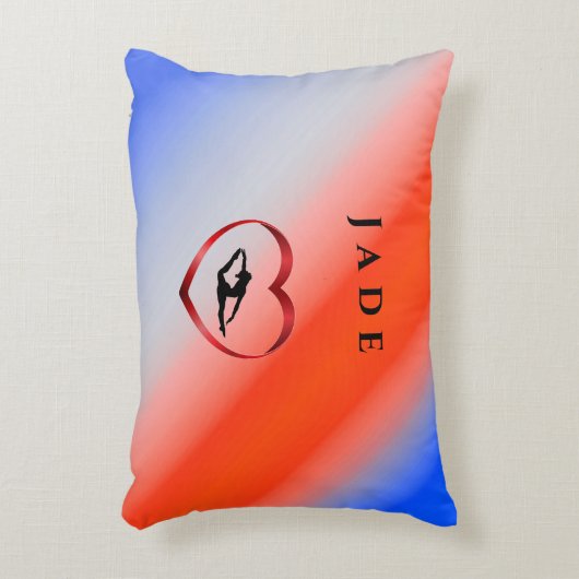 Meisjes Patriotic Red White en Blue Gymnastics Accent Kussen (Voorkant(Verticaal))