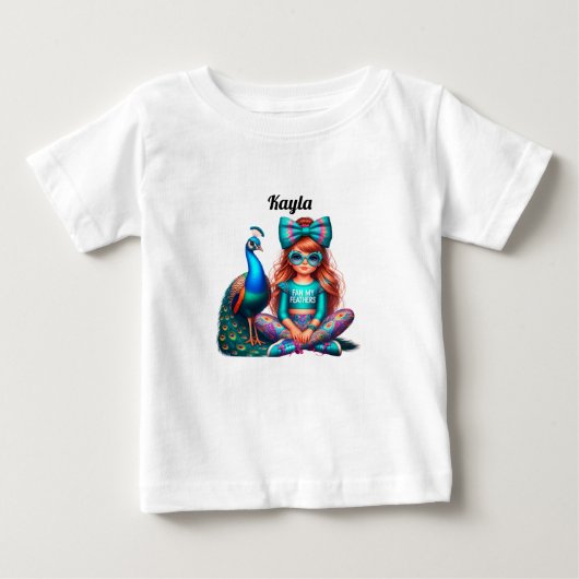 Meisjes pauw T-shirt (Voorkant)