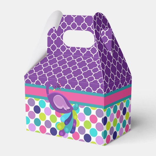 Meisjes Peacock Verjaardagsfeestje Bedankdoosjes (Achterkant)