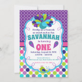 Meisjes Peacock Verjaardagsfeestuitnodiging Kaart (Voorkant)