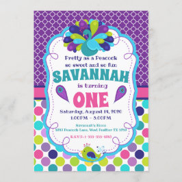 Meisjes Peacock Verjaardagsfeestuitnodiging Kaart