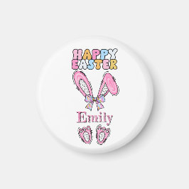 Meisjes personaliseren Happy Easter Bunny Pink Magneet