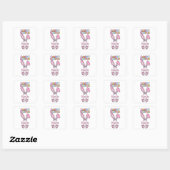 Meisjes personaliseren Happy Easter Bunny Pink Vierkante Sticker (Vel)