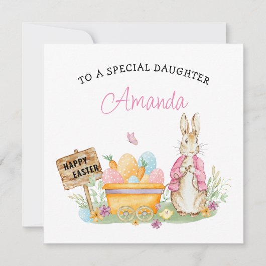 Meisjes Peter Konijn Gelukkig Pasen Dochter Feestdagenkaart (Voorkant)