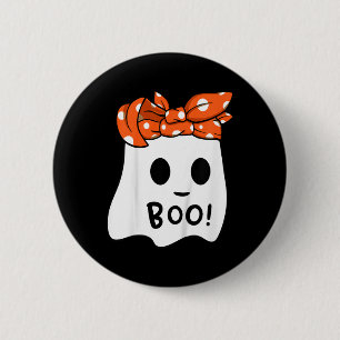 Meisjes Peuter Gelukkig Halloween Geest Met Bandan Ronde Button 5,7 Cm