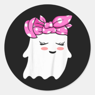 Meisjes Peuter Happy Halloween Ghost Met Bandana S Ronde Sticker