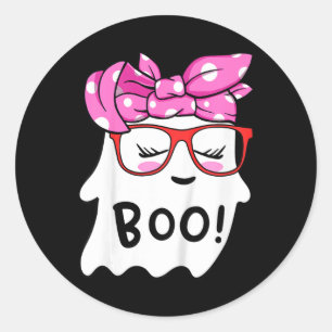 Meisjes Peuter Happy Halloween Ghost Met Bandana S Ronde Sticker