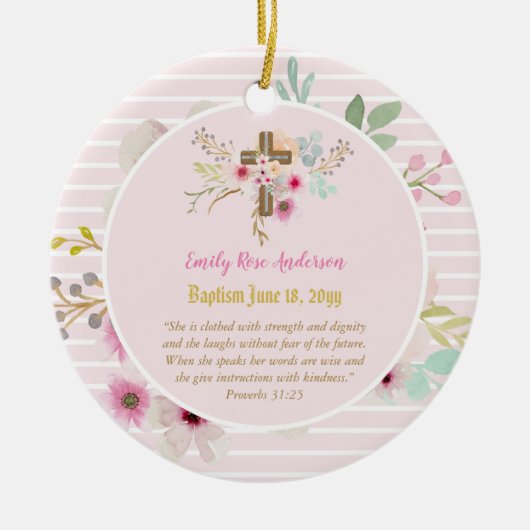 Meisjes PHOTO Baptism Christening Gift Proverb 31: Keramisch Ornament (Voorkant)