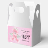 Meisje's Pink Angel Teddy Bear 1e verjaardagsfeest Bedankdoosjes (Geopend)