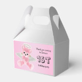 Meisje's Pink Angel Teddy Bear 1e verjaardagsfeest Bedankdoosjes (Voorkant Zijde)