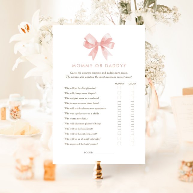 Meisjes 'Pink Bow Mama of Daddy Baby shower Game (Creator heeft geüpload)